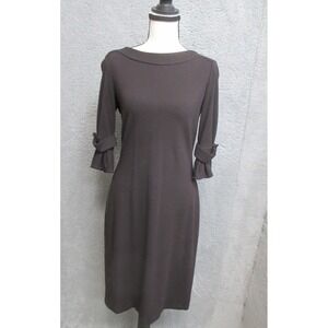 Calvin Klein Dress Womens 4 Black Boat Neck Bell Sleeve Knit Sheath Office